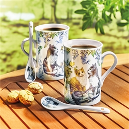 2 mugs chats bleutés