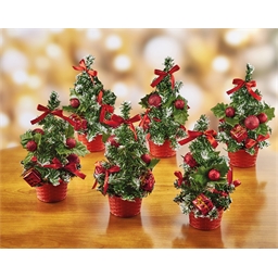 6 mini sapins rouges