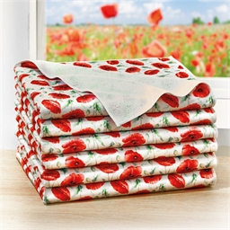 6 torchons coquelicots
