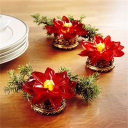 Lot de 3 poinsettias LED