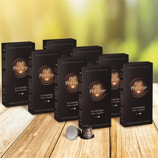 80 capsules de café classique (8 étuis de 10 capsules)