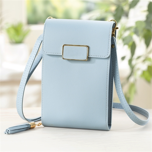 Sac pochette pompon bleu