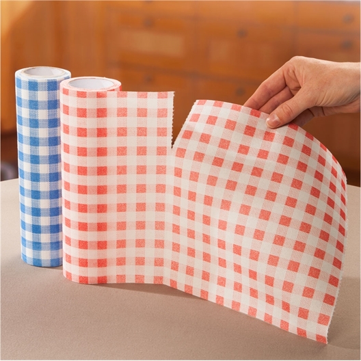 2 red & blue gingham paper towel rolls