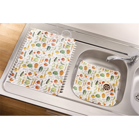 Lot de 2 tapis d'évier légumes