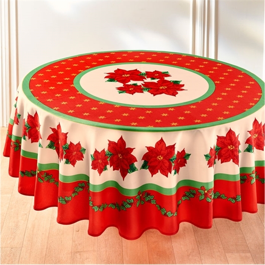 Red poinsettia tablecloth : Circular or Rectangular
