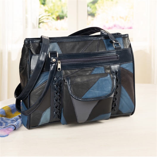 Sac patchwork tressé Marine