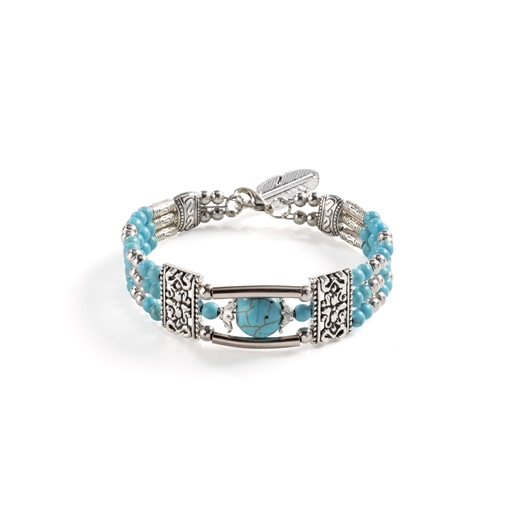 Bracelet coloris argenté et turquoise
