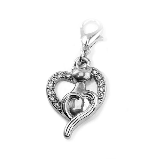 Charm étoile + attache Charm chat coeur + attache