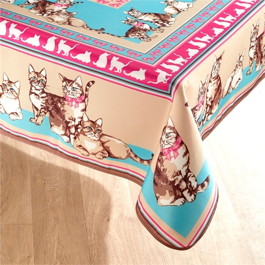 Circle of cats tablecloth : Rectangular (150 x 240 cm) or Circular (Diam. 180 cm)