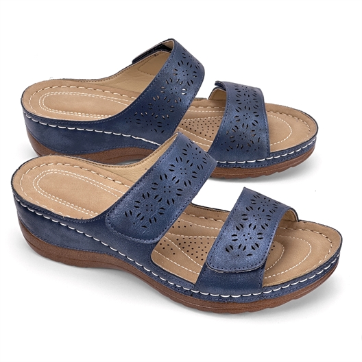 Mules ajourées Mahée Marine - taille 37
