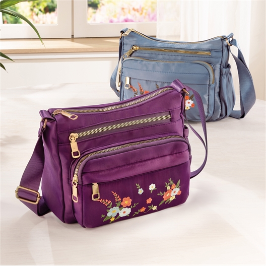 Sac multipoches brodé Pourpre