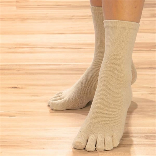 5 pairs beige women' silk toe socks