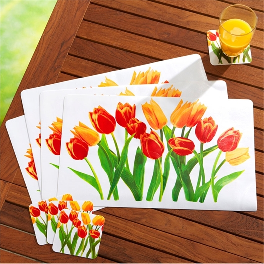Sets de table + sous-verres tulipes