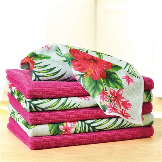 Lot de 6 chiffons microfibres tropicaux