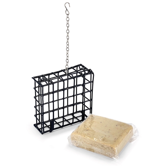 Distributeur métal + pain de graisse pour oiseaux
