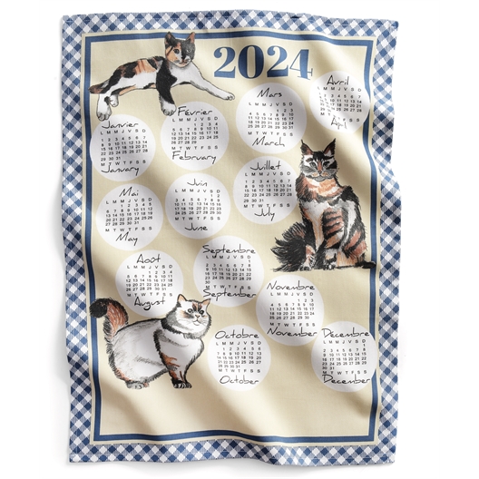 Torchon calendrier 2024 Chats