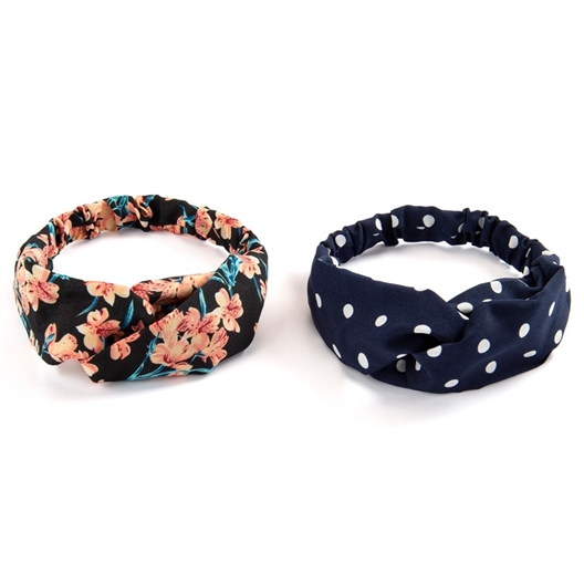 Set of 2 floral and spotted turban headbands