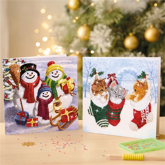 Lot de 2 cartes de perles à coller Père Noël / Nativité