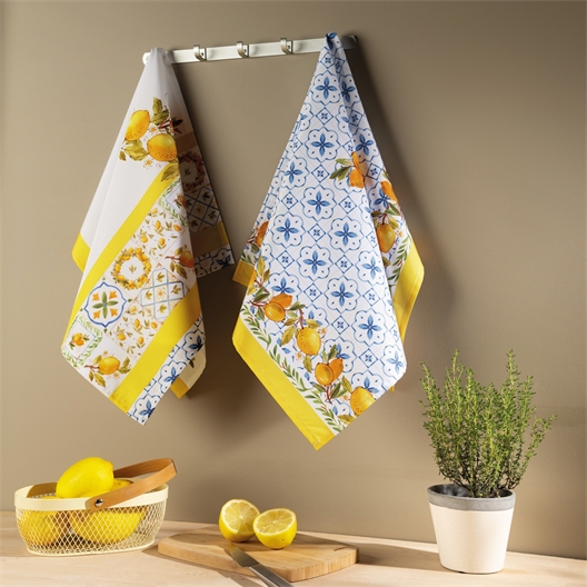 Lot de 2 torchons citron