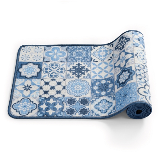 Tapis carreaux ciment bleu ou beige