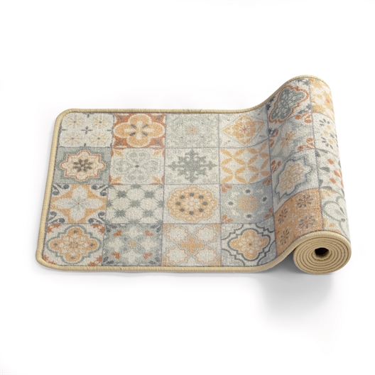 Tapis carreaux ciment bleu ou beige