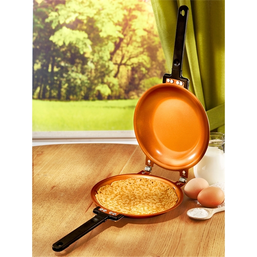 Copper coloured double crepe pan
