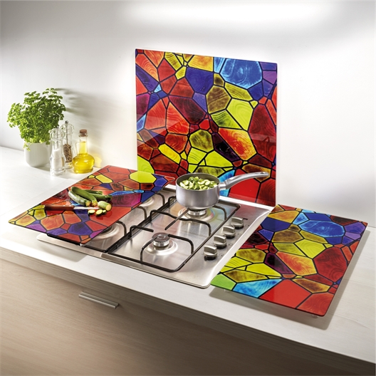 Lot de 2 couvre-plaques vitrail