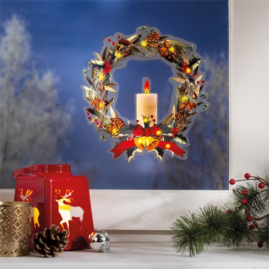 Sticker couronne de Noël lumineuse