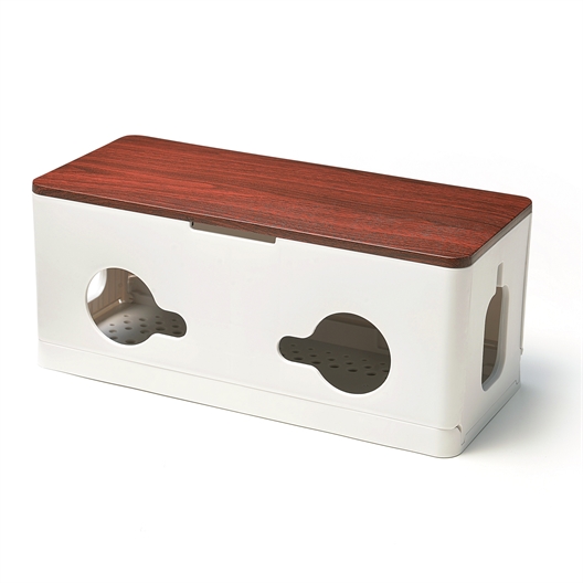 Boîte cache multiprise couvercle bambou