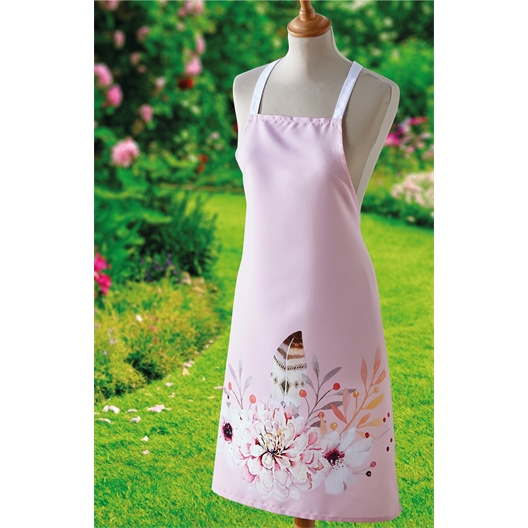Pink feather pattern apron