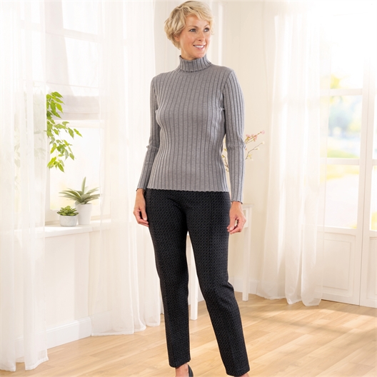 Pantalon jacquard noir ou gris
