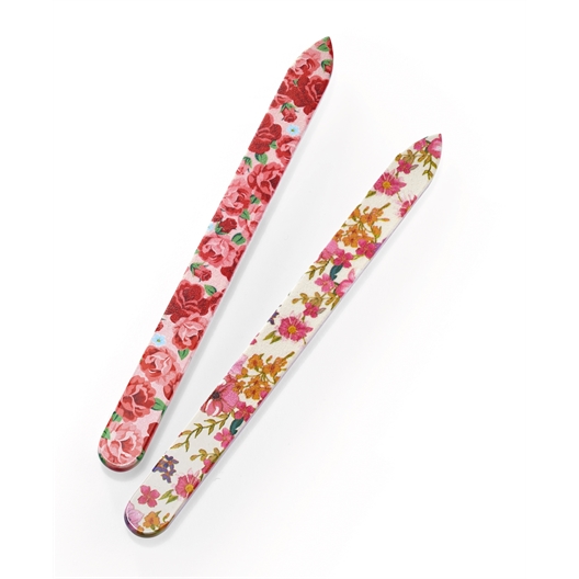 2 limes à ongles en verre fleuries