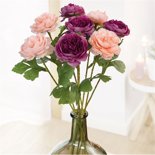 Rose artificielle pêche ou violet
