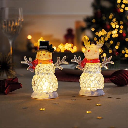 Renne + bonhomme de neige lumineux