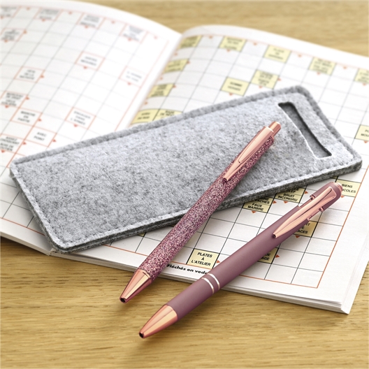 Lot de 2 stylos pailleté + rose