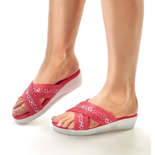 Mules croisées éponge Rouge - taille 39