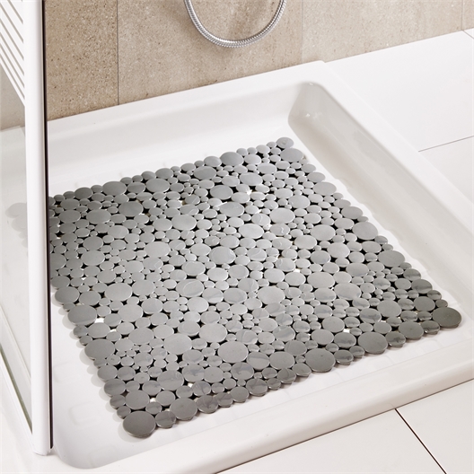 Tapis de douche galets gris