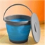 Folding blue bucket with lid