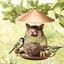 Mangeoire oiseaux forme chat